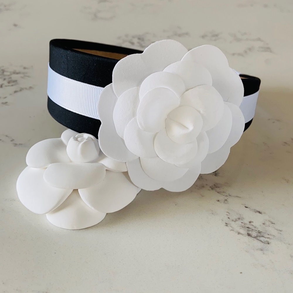 White Camellia Handcrafted Headband - Picture 1 of 7
